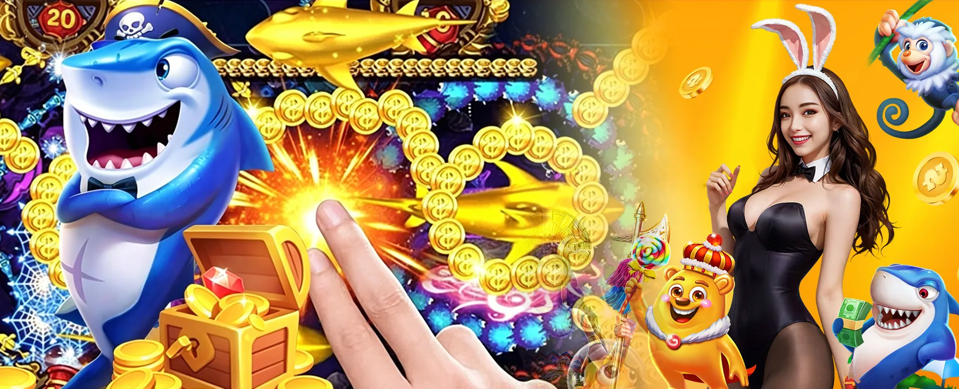 55bmw promotional banner with golden coins and casino elements